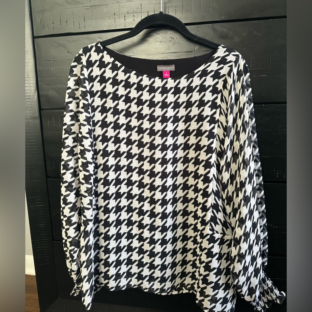 Vince Camuto Houndstooth Long Sleeve Top